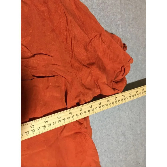 Mens Club Room Button Up Size Medium Linen Blend Orange Rust Color Casual - Picture 2 of 3